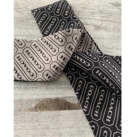 Coach Rare Lozenge ogo print Twilly ponytail / bag scarf in Grey and Black - Picture 6 of 6